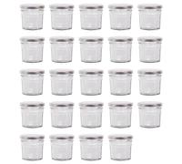 Argon Tableware Glass Jam Jars with Airtight Silver Lids - 90ml - Pack of 24 - Empty Screw Top Kitchen Storage Jar for Food, Honey, Spice, Pickling, Preserving, Candle Making