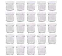 Argon Tableware Glass Jam Jars with Airtight White Lids - 130ml - Pack of 24 - Empty Screw Top Kitchen Storage Jar for Food, Honey, Spice, Pickling, Preserving, Candle Making
