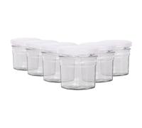 Argon Tableware Glass Jam Jars with Airtight White Lids - 90ml - Pack of 6 - Empty Screw Top Kitchen Storage Jar for Food, Honey, Spice, Pickling, Preserving, Candle Making