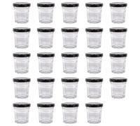 Argon Tableware Glass Jam Jars With Black Lids - 30Ml - Pack Of 24