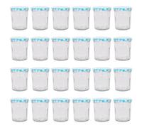 Argon Tableware Glass Jam Jars With Blue Gingham Lids - 250Ml - Pack Of 24