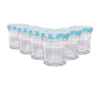 Argon Tableware Glass Jam Jars With Blue Gingham Lids - 30Ml - Pack Of 6