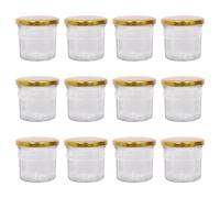 Argon Tableware Glass Jam Jars With Gold Lids - 130Ml - Pack Of 12