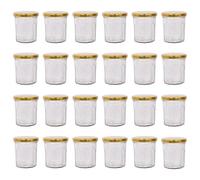 Argon Tableware Glass Jam Jars With Gold Lids - 150Ml - Pack Of 24