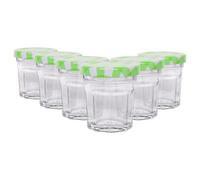 Argon Tableware Glass Jam Jars With Green Gingham Lids - 30Ml - Pack Of 6