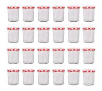 Argon Tableware Glass Jam Jars With Red Gingham Lids - 150Ml - Pack Of 24