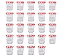 Argon Tableware Glass Jam Jars with Airtight Red Gingham Lids - 30ml - Pack of 24 - Empty Screw Top Kitchen Storage Jar for Food, Honey, Spice, Pickling, Preserving, Candle Making