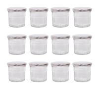 Argon Tableware Glass Jam Jars with Airtight Silver Lids - 130ml - Pack of 12 - Empty Screw Top Kitchen Storage Jar for Food, Honey, Spice, Pickling, Preserving, Candle Making