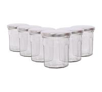 Argon Tableware Glass Jam Jars with Airtight Silver Lids - 150ml - Pack of 6 - Empty Screw Top Kitchen Storage Jar for Food, Honey, Spice, Pickling, Preserving, Candle Making