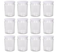 Argon Tableware Glass Jam Jars With White Lids - 380Ml - Pack Of 12