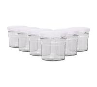 Argon Tableware Glass Jam Jars with Airtight White Lids - 90ml - Pack of 6 - Empty Screw Top Kitchen Storage Jar for Food, Honey, Spice, Pickling, Preserving, Candle Making