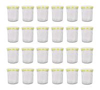 Argon Tableware Glass Jam Jars With Yellow Gingham Lids - 150Ml - Pack Of 24