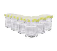 Argon Tableware Glass Jam Jars With Yellow Gingham Lids - 30Ml - Pack Of 6