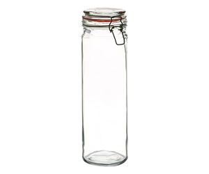Argon Tableware Glass Jars with Airtight Metal Clip Lid - 2000ml/70.3oz - Pack of 1-4 Colour Seals - Extra Large Storage Container Round Preserving Jar for Pasta, Spaghetti, Linguine & Breadsticks