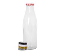 Argon Tableware Glass Milk Bottles with Lids - 960ml - Pack of 1 - Metal Lids Empty Clear Reusable BPA Free Water Bottle Orange Juice Container for Fridge Storage, Picnics, Weddings