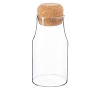 Argon Tableware Glass Storage Bottle with Airtight Cork Lid - 180ml - 1 Pack - Modern Round Kitchen Container Preserving Bottle Style Jars for Spices, Seasoning, Coffee