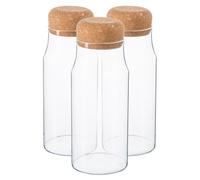 Argon Tableware Glass Storage Bottles with Airtight Cork Lids - 720ml - 6 Pack - Modern Round Kitchen Container Preserving Bottle Style Jars for Spices, Seasoning, Coffee, Olives, Chutney, Jam