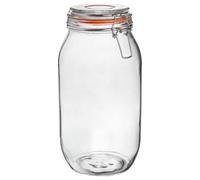 Argon Tableware Glass Jar with Airtight Metal Clip Lid - 2000ml/70.3oz - 1 Pack - 4 Colour Seals - Extra Large Storage Container Round Preserving Jar for Pickling, Chutney, Jam, Coffee, Biscuit