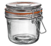 Argon Tableware Glass Jar with Airtight Metal Clip Lid - 350ml/12.3oz - 1 Pack - 4 Colour Seals - Medium Kitchen Storage Container Round Preserving Jar for Pickling, Chutney, Jam, Coffee