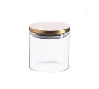 Argon Tableware Scandi Storage Jar with Metallic Gold Lid - 550ml - 1 Pack - Modern Round Organisation Container Glass Jar for Kitchens, Pantry, Bathrooms, Utility Rooms
