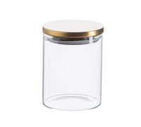 Argon Tableware Scandi Storage Jar with Metallic Gold Lid - 750ml - 1 Pack - Modern Round Organisation Container Glass Jar for Kitchens, Pantry, Bathrooms, Utility Rooms