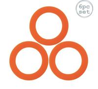 Argon Tableware Glass Storage Jar Seals - Small / 4cm - 6 Pack - Orange - Silicone Food Preserving Containers Airtight Container Ring