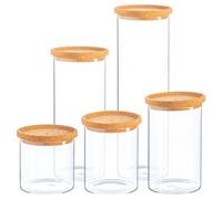 Argon Tableware Glass Storage Jar Set - Cork Lids - Modern Round Scandi Organisation Container Glass Jar - 5 Sizes
