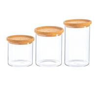 Argon Tableware Scandi Storage Jars Set with Cork Lids - 3 Sizes - Modern Round Organisation Container Glass Jar for Kitchens, Pantry, Bathrooms, Utility Rooms