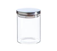 Argon Tableware Scandi Storage Jar with Metallic Silver Lid - 750ml - 1 Pack - Modern Round Organisation Container Glass Jar for Kitchens, Pantry, Bathrooms, Utility Rooms