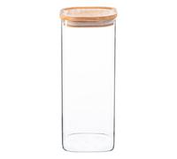 Argon Tableware Glass Storage Jar With Airtight Wooden Lid - 1.9L - Square Cube Kitchen Storage Container Preserving Jars