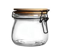 Argon Tableware Glass Storage Jar - Wooden Clip Lid - 500Ml - Airtight Kitchen Container Round Preserving Jar With Black Seal
