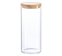 Argon Tableware Scandi Storage Jar with Wooden Lid - 1500ml - 1 Pack - Modern Round Organisation Container Glass Jar for Kitchens, Pantry, Bathrooms, Utility Rooms