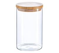 Argon Tableware Glass Storage Jar - Wooden Lid - 1 Litre - Modern Round Scandi Organisation Container Glass Jar