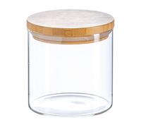 Argon Tableware Glass Storage Jar - Wooden Lid - 550Ml - Modern Round Scandi Organisation Container Glass Jar