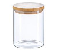 Argon Tableware Scandi Storage Jar with Wooden Lid - 750ml - 1 Pack - Modern Round Organisation Container Glass Jar for Kitchens, Pantry, Bathrooms, Utility Rooms