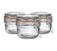 Argon Tableware Glass Spice Jars with Airtight Metal Clip Lid - 125ml/4.2oz - 6 Pack - 4 Colour Seals - Small Kitchen Storage Container Round Preserving Jar for Spice, Seasoning