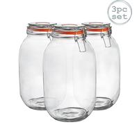 Argon Tableware Glass Storage Jars - 3 Litre - Pack of 3 in Orange Argon Tableware Orange