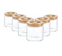Argon Tableware Scandi Storage Jars with Wooden Lids - 550ml - 6 Pack - Modern Round Organisation Container Glass Jar for Kitchens, Pantry, Bathrooms, Utility Rooms