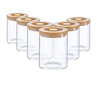 Argon Tableware Scandi Storage Jars with Wooden Lids - 750ml - 6 Pack - Modern Round Organisation Container Glass Jar for Kitchens, Pantry, Bathrooms, Utility Rooms