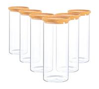 Argon Tableware Glass Storage Jars - Cork Lid - 1.5 Litre - Modern Round Scandi Organisation Container Glass Jar - Set Of 6