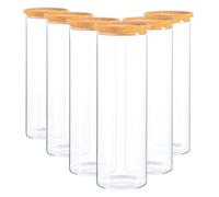 Argon Tableware Glass Storage Jars - Cork Lid - 2 Litre - Modern Round Scandi Organisation Container Glass Jar - Set Of 6