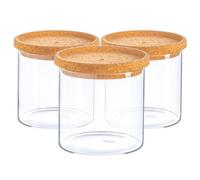 Argon Tableware Glass Storage Jars - Cork Lid - 550Ml - Modern Round Scandi Organisation Container Glass Jar - Set Of 3