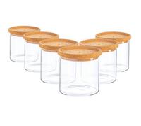 Argon Tableware Glass Storage Jars - Cork Lid - 550Ml - Modern Round Scandi Organisation Container Glass Jar - Set Of 6