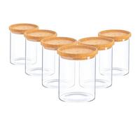 Argon Tableware Scandi Storage Jars with Cork Lids - 750ml - 6 Pack - Modern Round Organisation Container Glass Jar for Kitchens, Pantry, Bathrooms, Utility Rooms