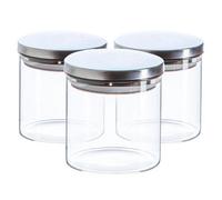 Argon Tableware Scandi Storage Jars With Metallic Lids - 550Ml - Silver - Pack Of 3, Silver
