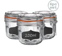 Argon Tableware Glass Storage Jars with Labels - 200ml - Pack of 6 in Orange Argon Tableware Orange