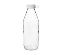 Argon Tableware Glass Water Bottle 1L White Silicone Lid Vintage Style | 1L Glass Water Bottle, White Silicone Lid, Vintage Milk Bottle Style, Smooth Pouring, Drinks Serving, Vase And Wedding Decor
