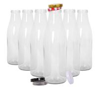 Argon Tableware Glass Water Bottles with Metal Lids - 960ml - Pack of 6 in Clear Argon Tableware Clear
