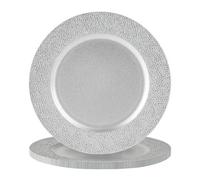 Argon Tableware Metallic Charger Plates - Hammered Silver - 33cm - Pack of 6 - Metallic Finish Reusable Dining Table Setting Plates for Christmas, Party Celebrations, Restaurant Decor Placemats