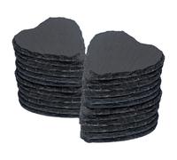 Argon Tableware Heart Slate Coasters - 10cm - 24x Natural Black Stone Home Kitchen Drink Coffee Cup Glass Holder Table Mat Placemats Argon Tableware Black